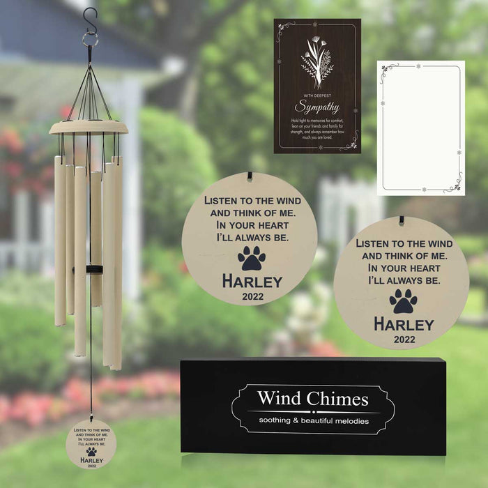 Custom engraved wind chime gift for loss of pet