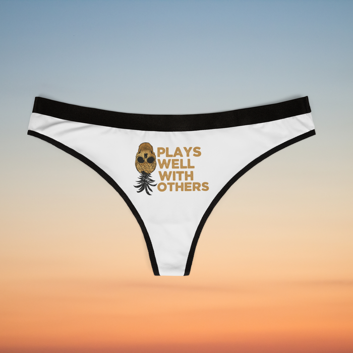 Playful Women's Thongs – "Plays Well With Others" and Colorful Pineapple Designs