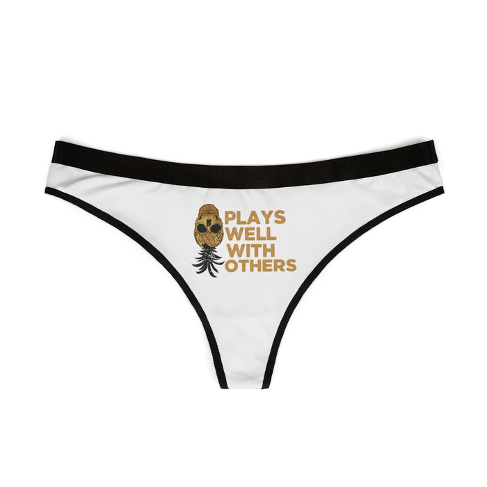 Playful Women's Thongs – "Plays Well With Others" and Colorful Pineapple Designs