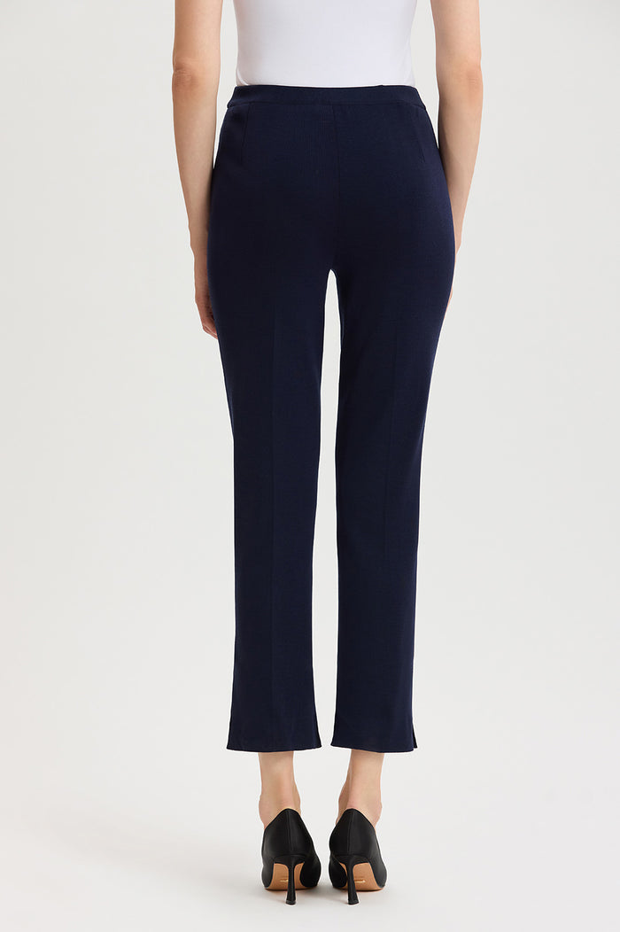 Plus Size Knit Straight-Leg Ankle Pants, Indigo, Indigo | Ming Wang