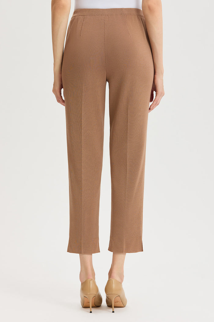 Plus Size Knit Straight-Leg Ankle Pants, Warm Taupe, Warm Taupe | Ming Wang