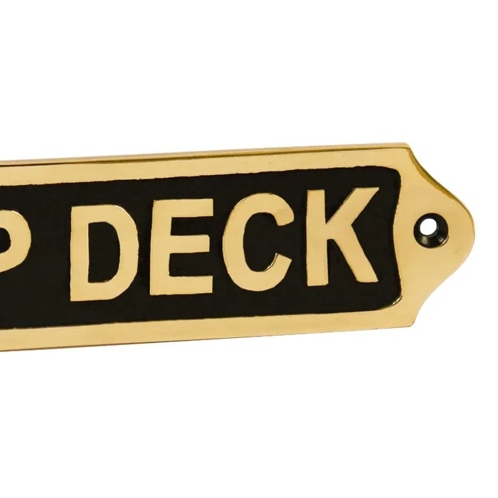 POOP DECK Brass Door sign | black finish with pre drilled hole