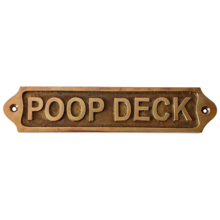 POOP DECK Brass Door sign | Antique finish 22x5 cm