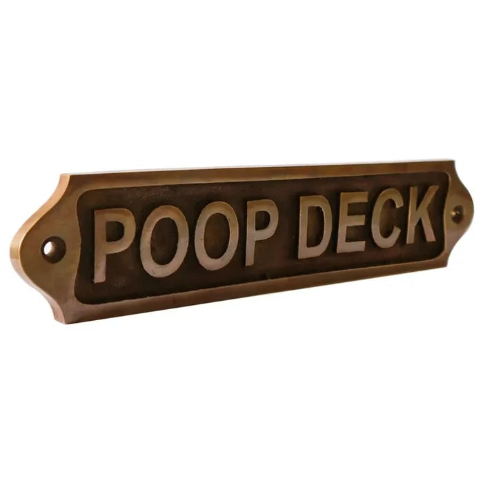 POOP DECK Brass Door sign | Antique finish 22x5 cm