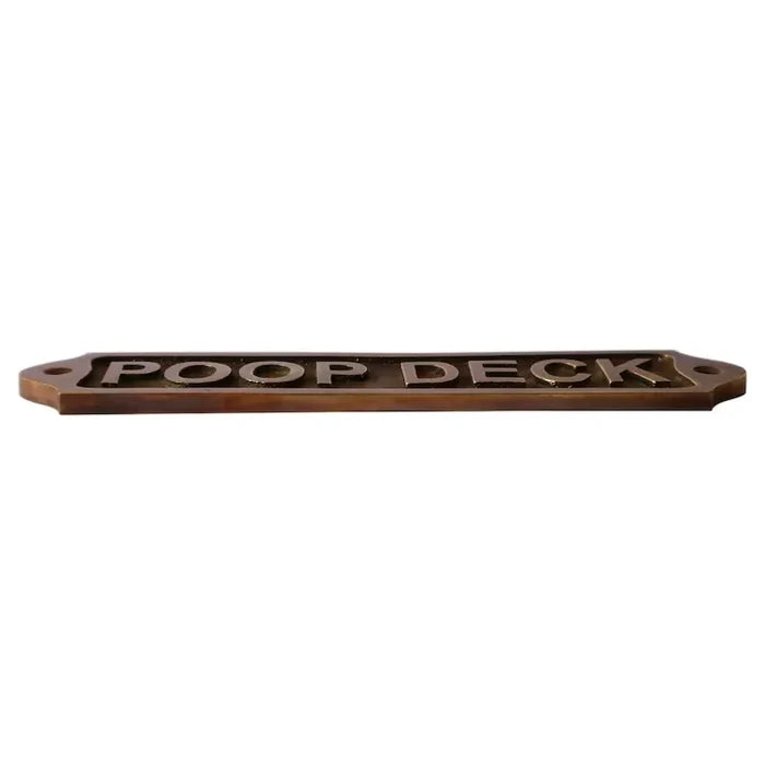 POOP DECK Brass Door sign | Antique finish 22x5 cm