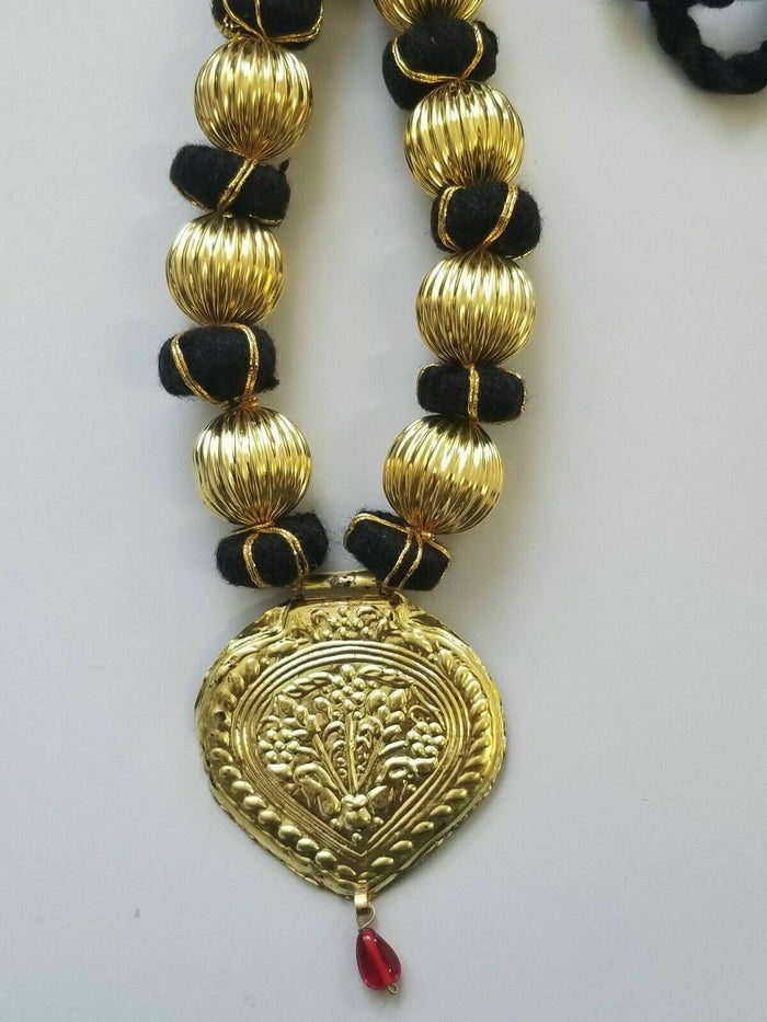 Punjabi Kaintha Necklace Folk Bhangra Gidha Pendant Patiala Handmade Black Dori Thread HH