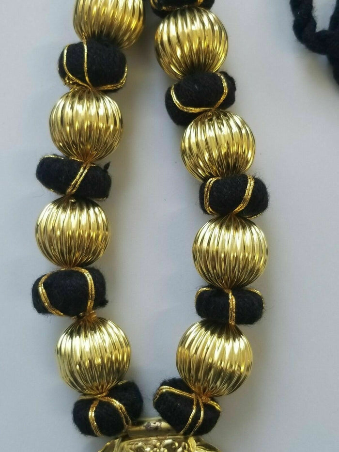 Punjabi Kaintha Necklace Folk Bhangra Gidha Pendant Patiala Handmade Black Dori Thread HH