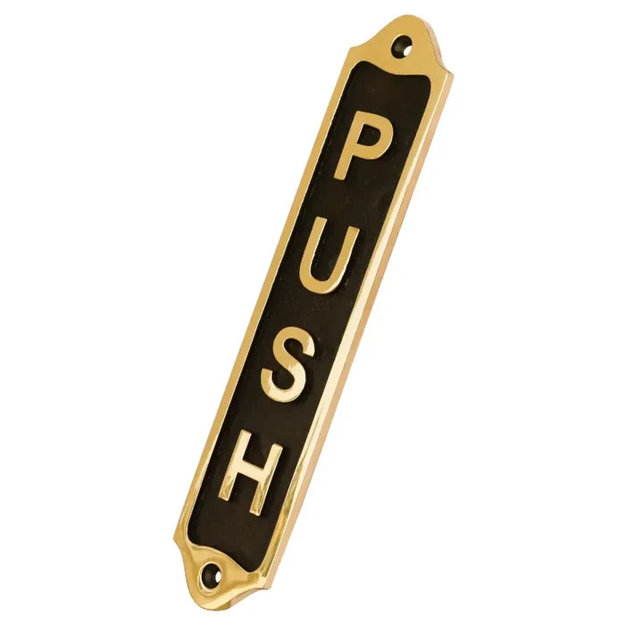 Gold engraved push sign for doors