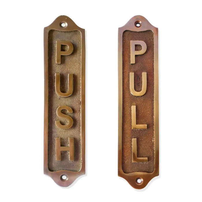 'Push & Pull' Brass Door sign set | 22x5 cm antique finish