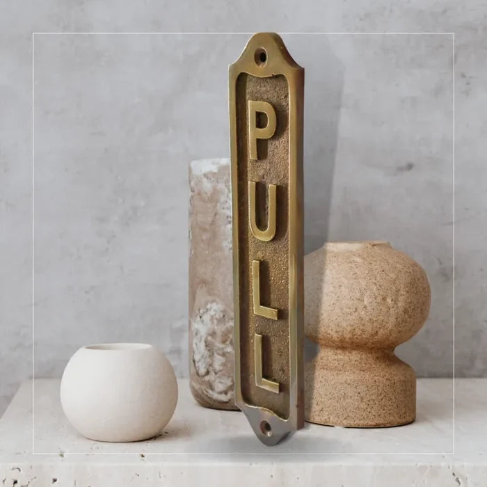 Pull Brass Door sign