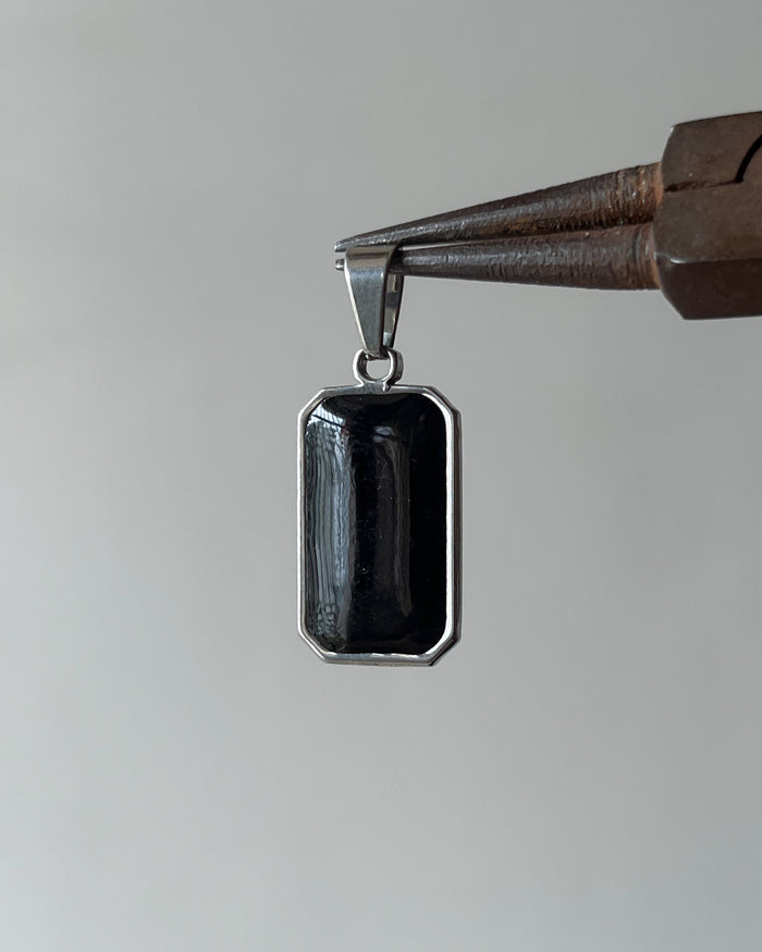 Rectangle silver charm