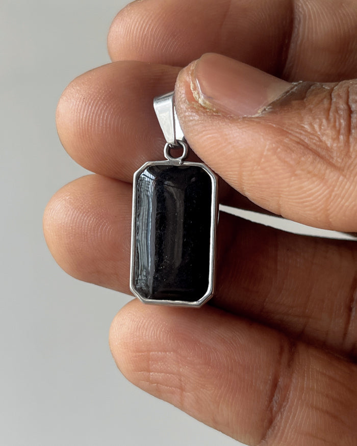 Rectangle silver charm