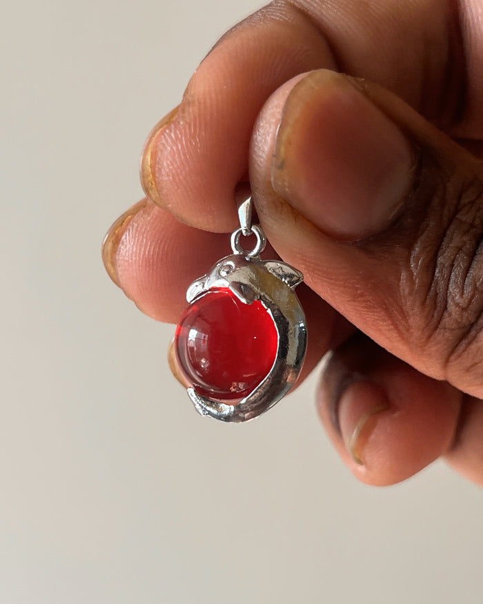 Red dolphin charm - 1 pc