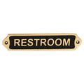 Brass restroom plaque with sleek black finish for doors