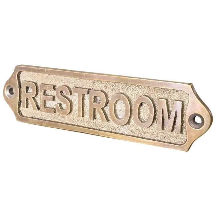 Restroom Door Sign | Brass Plaques 22x5cm Antique finish