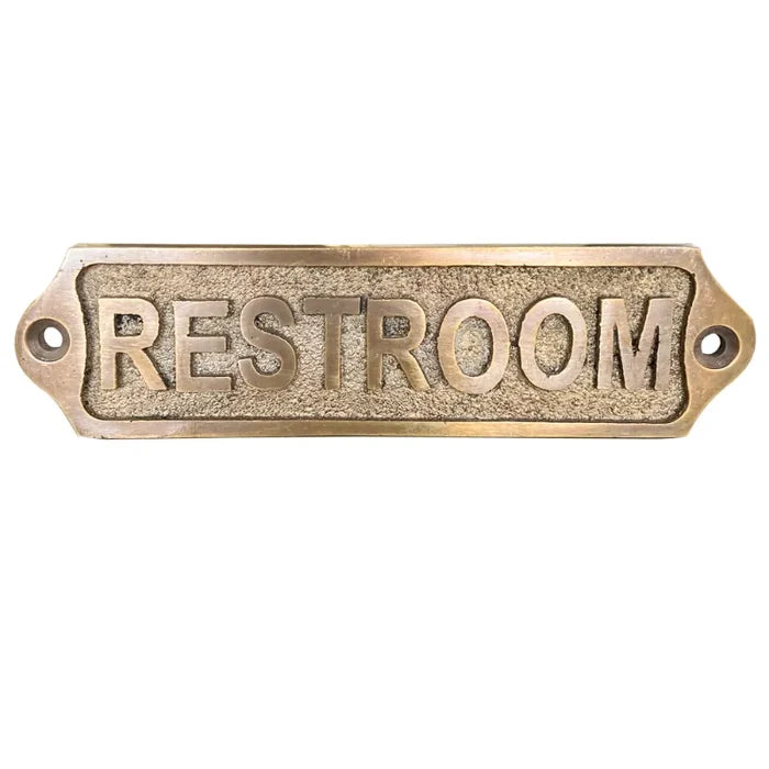 Restroom Door Sign | Brass Plaques 22x5cm Antique finish