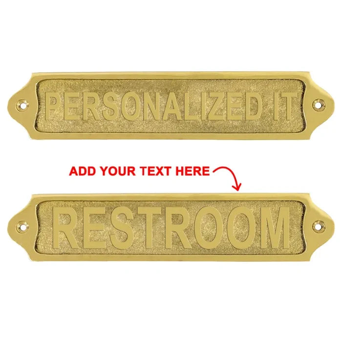 Restroom Door Sign | Brass Plaques 22x5cm Antique finish