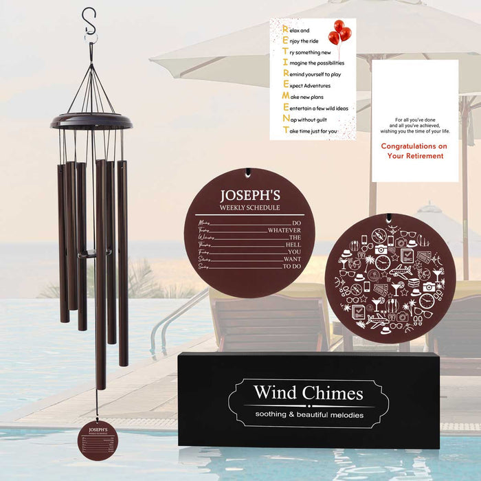 Personalized Retirement Wind Chime in Bronze Colors with Custom Engraving