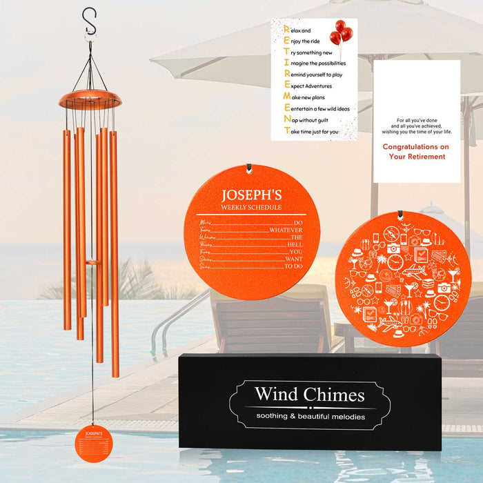 Personalized Retirement Wind Chime in  Copper Color with Custom Engraving