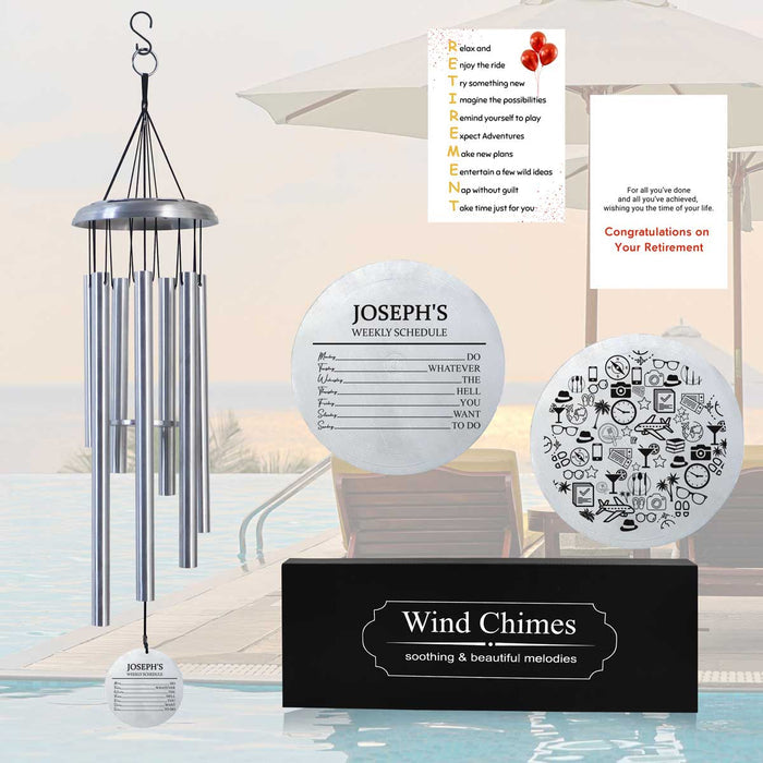 Personalized Retirement Wind Chime in  Silver Color with Custom Engraving