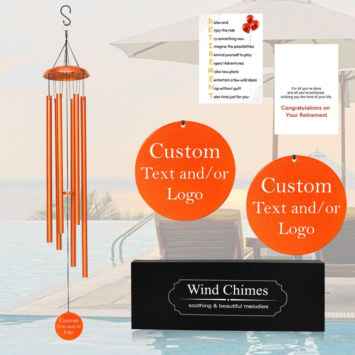 Personalized Copper Retirement Wind Chime with Custom Text and Logo Engraving
