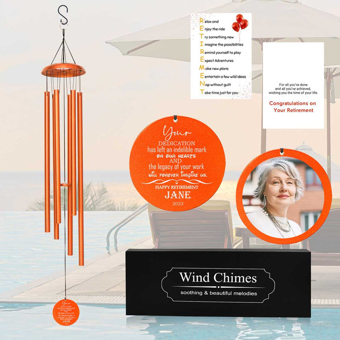 Personalized Retirement Wind Chime with Photo in copper finish