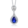 Rhodium CZ Sparkling Sapphire Necklace, Blue, 18"