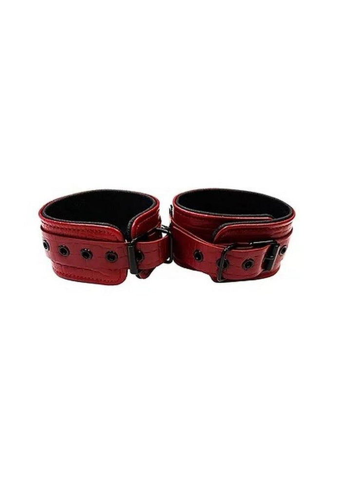 Rouge Anaconda Leather Adjustable Ankle Cuffs