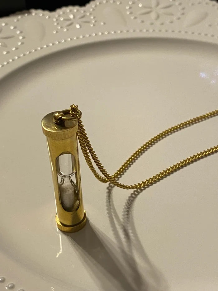 Brass Hourglass Pendant Necklace – timeless jewelry