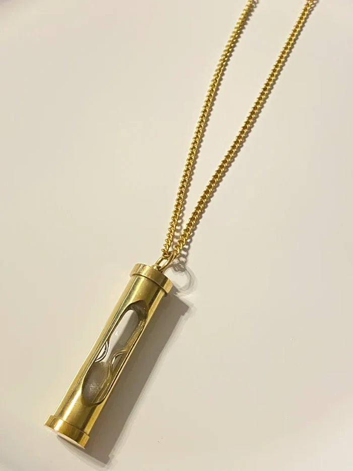Gold Hourglass Pendant Necklace – Timeless Sand Timer Jewelry for Women