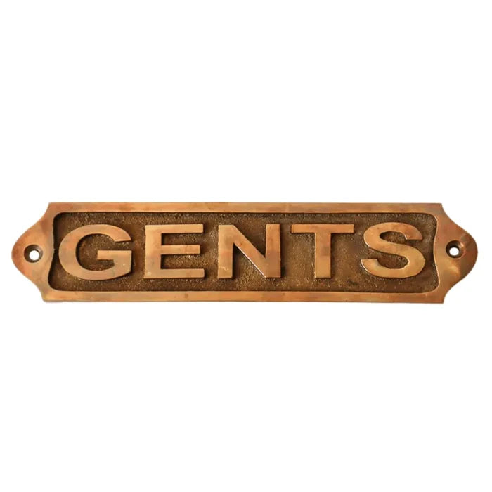 Brass Door Sign: Restroom, Ladies, Gents & Toilet