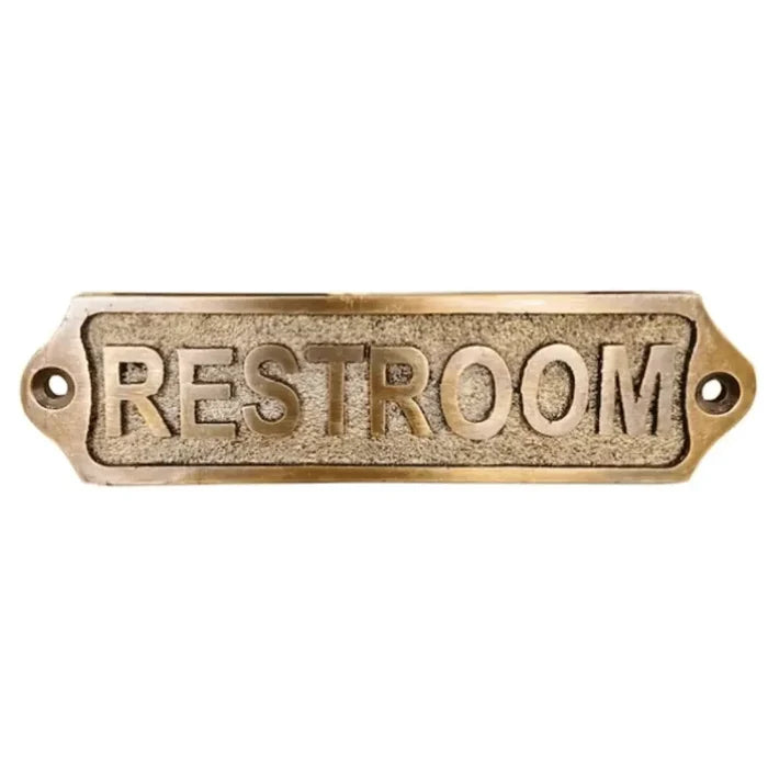 Brass Door Sign: Restroom, Ladies, Gents & Toilet