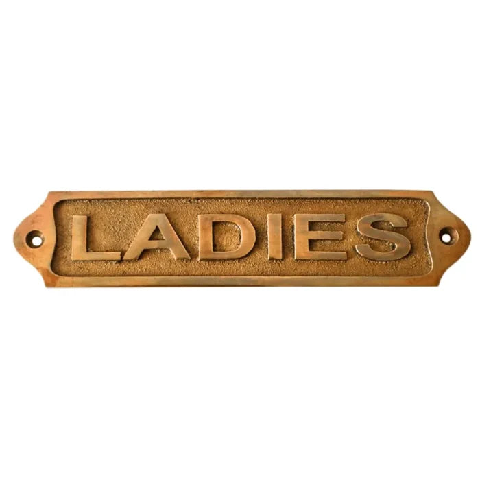 Brass Door Sign: Restroom, Ladies, Gents & Toilet