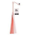 Striped flogger with 'Sex & Mischief' branding on a white background