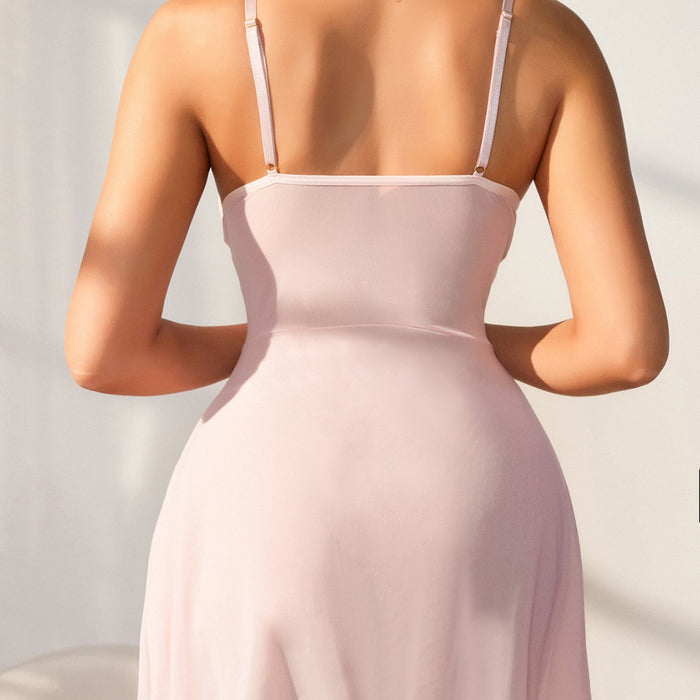Sexy and Tempting Transparent Lace Heart Netted Nightgown Set with Sheer Desire