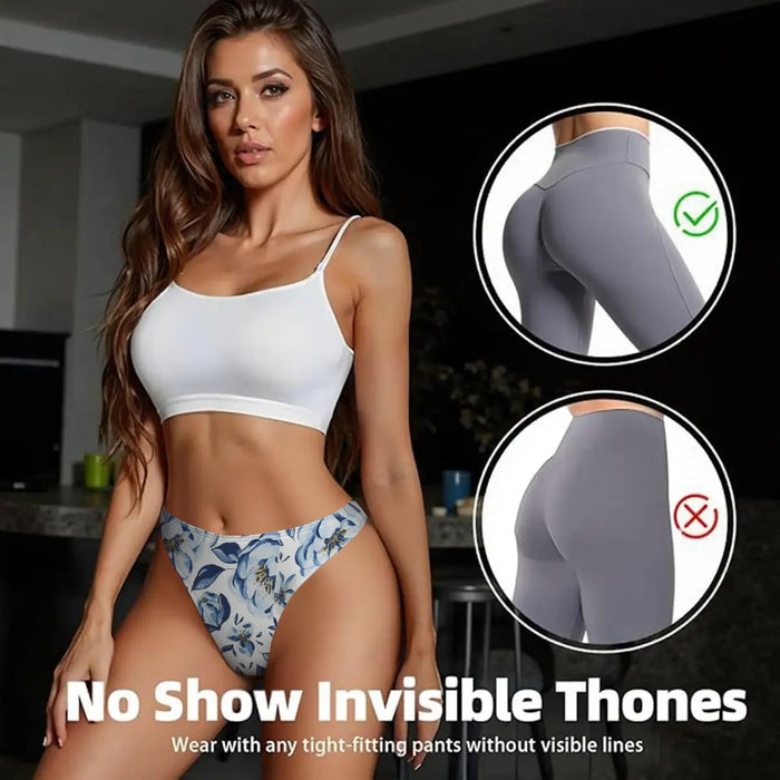 Sexy Blue Floral Thongs for Women