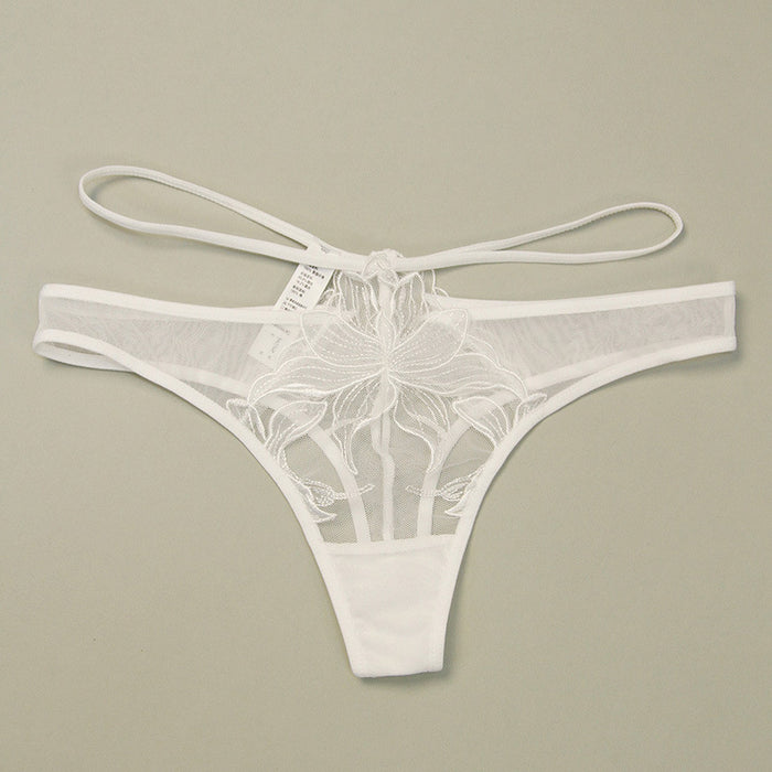 Sexy Women's Underwear Thin Breathable Embroidered Lace Panties Hip-Lifting Low-Waist Plus-Size Thong