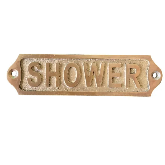 Brass Shower Door Sign in Antique finish