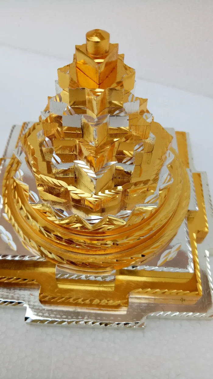 9 Inch Brass Ganga Jamuna Saraswati Shree Yantra