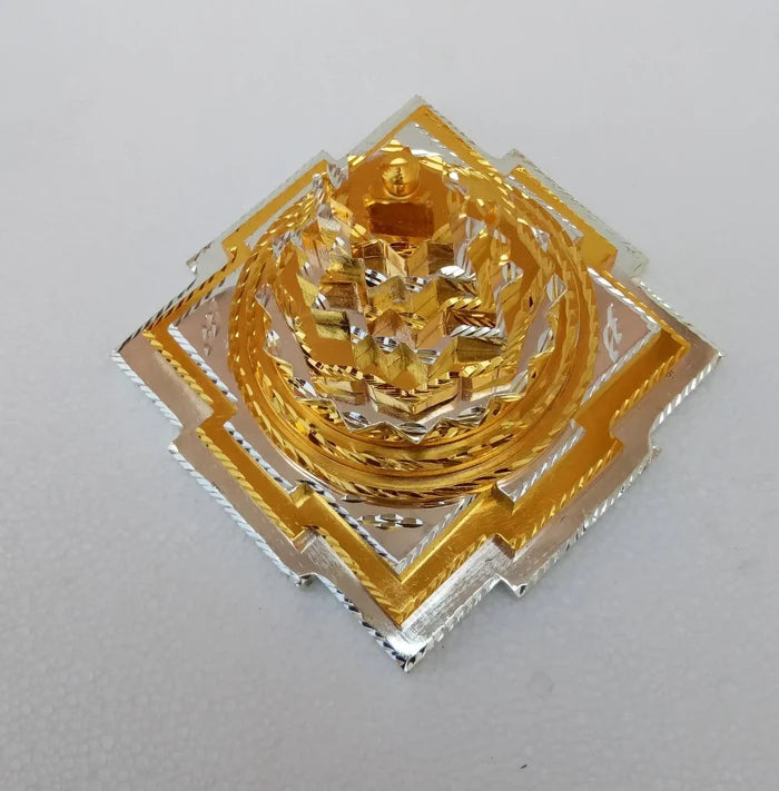 9 Inch Brass Ganga Jamuna Saraswati Shree Yantra