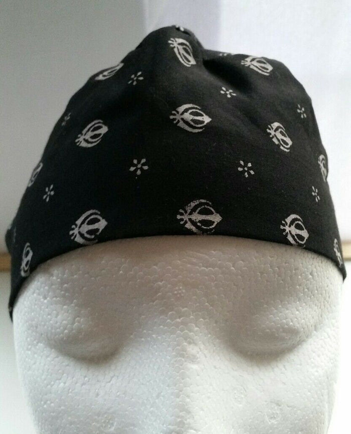 Sikh Baby Patka Black Khanda Head Wrap Punjabi Turban Newborn to 3 Years Kids