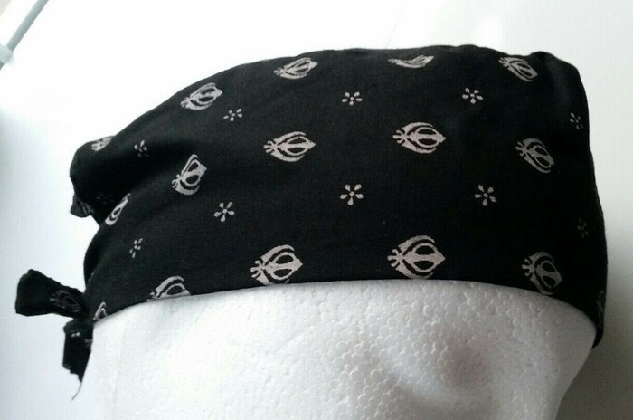 Sikh Baby Patka Black Khanda Head Wrap Punjabi Turban Newborn to 3 Years Kids