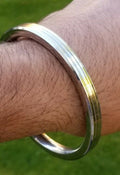 Sikh Kara Stainless Steel Kada Three Brass Lines Smooth Flat Bangle Singh Kaur V20S Bracelet