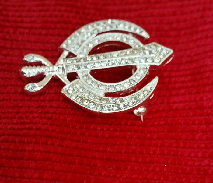 Sikh Khanda Brooch Silver Plated Unisex Turban Dumalla Saree Shawl Cake Pin Gift Broach