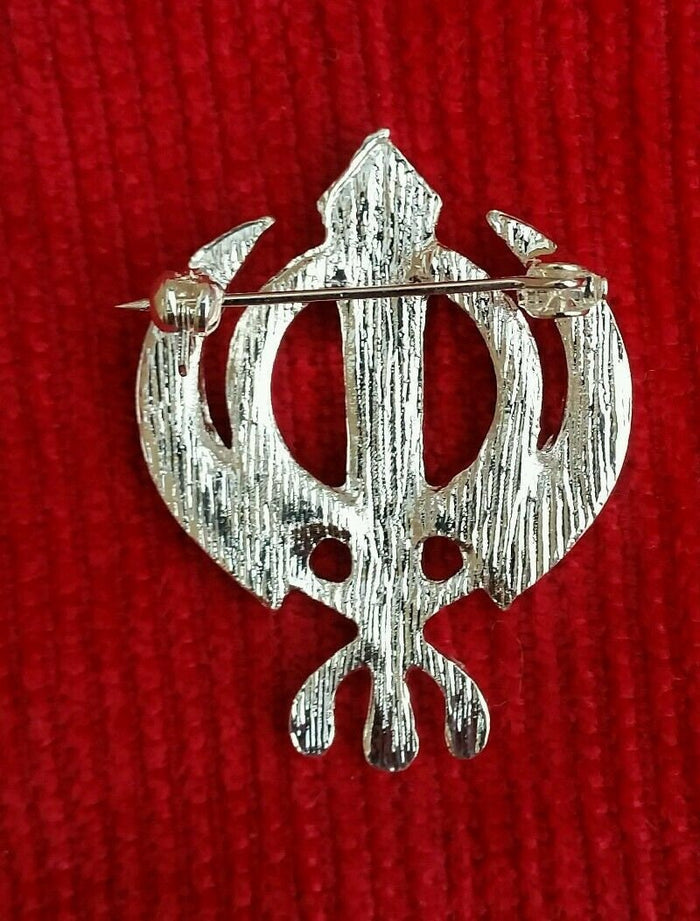 Sikh Khanda Brooch Silver Plated Unisex Turban Dumalla Saree Shawl Cake Pin Gift Broach