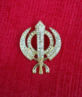 Sikh Khanda Brooch Stunning Gold Plated Turban Dumalla Shawl Saree Unisex Gift Pin