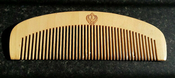 Sikh Wooden Kangha Comb Khanda Engraved Kanga Khalsa Hair Moustache Beard Comb UK ZZ1