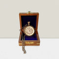 Engraved silver pocket watch with chain & wooden box – luxury gift