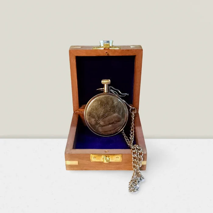 Elegant silver finish pocket watch with chain