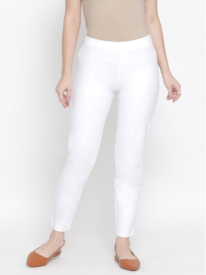 Softline Women's Knitted Pants in Cotton Elastane Fabric with Mid Rise Fit, Soft Elastic Waistband, and Quick Dry Properties